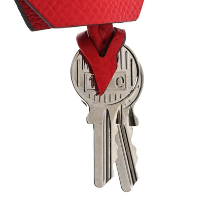 Hermes Epsom Lock and Key Clochette Set  Rouge De Cour 3 of 5