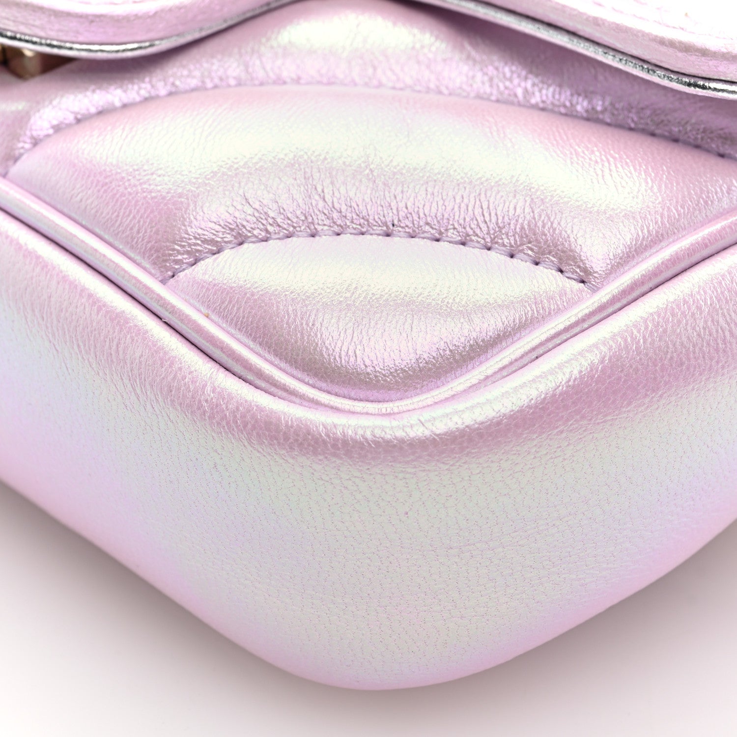 Gucci Iridescent Nappa Chevron Matelasse Super Mini GG Marmont Shoulder Bag Iridescent Escape Pink 9 of 9