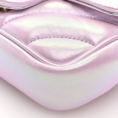 Gucci Iridescent Nappa Chevron Matelasse Super Mini GG Marmont Shoulder Bag Iridescent Escape Pink 9 of 9