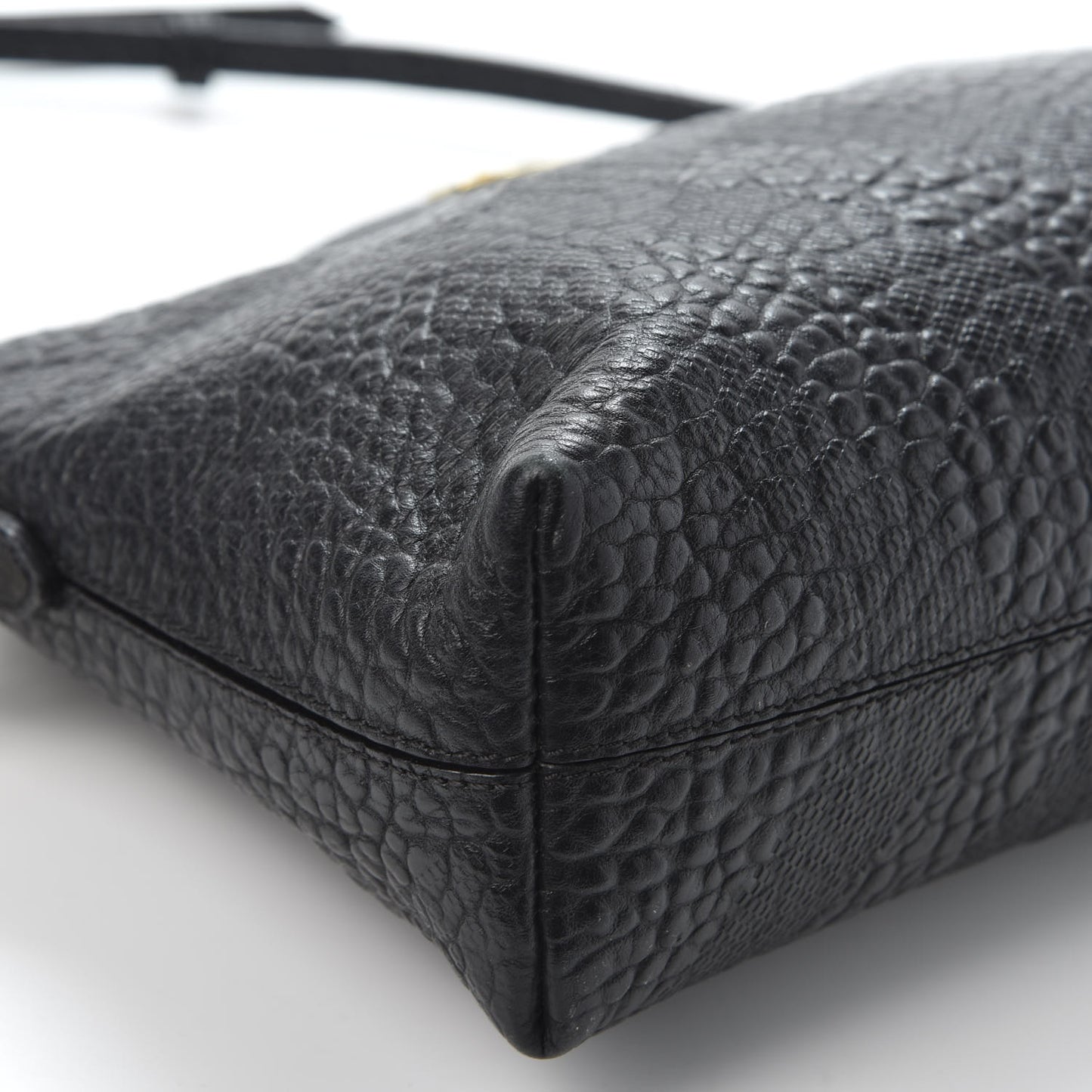 Signature Grain Calfskin Check Embossed Small Chichester Crossbody Clutch Bag Black
