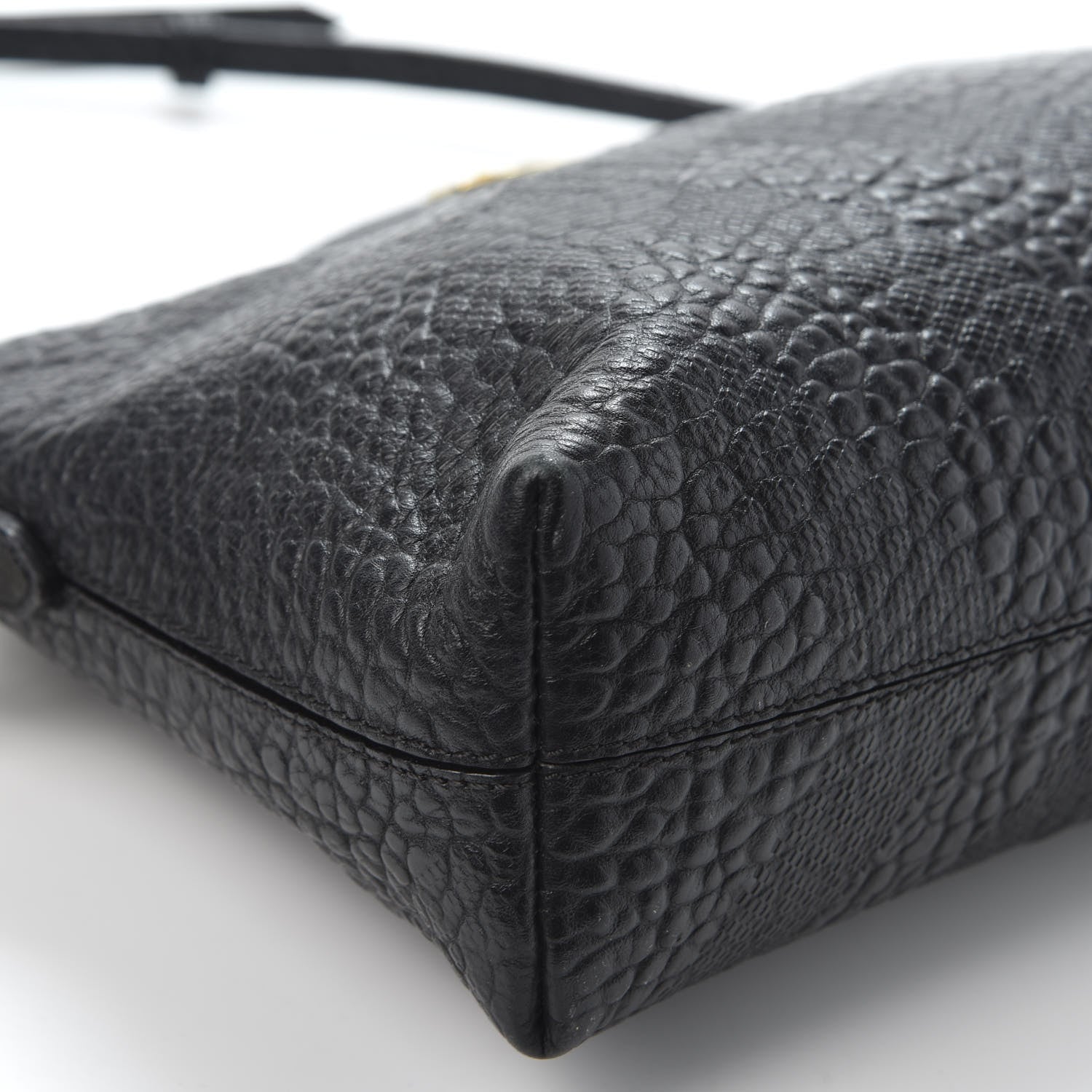 Burberry Signature Grain Calfskin Check Embossed Small Chichester Crossbody Clutch Bag Black 5 of 10