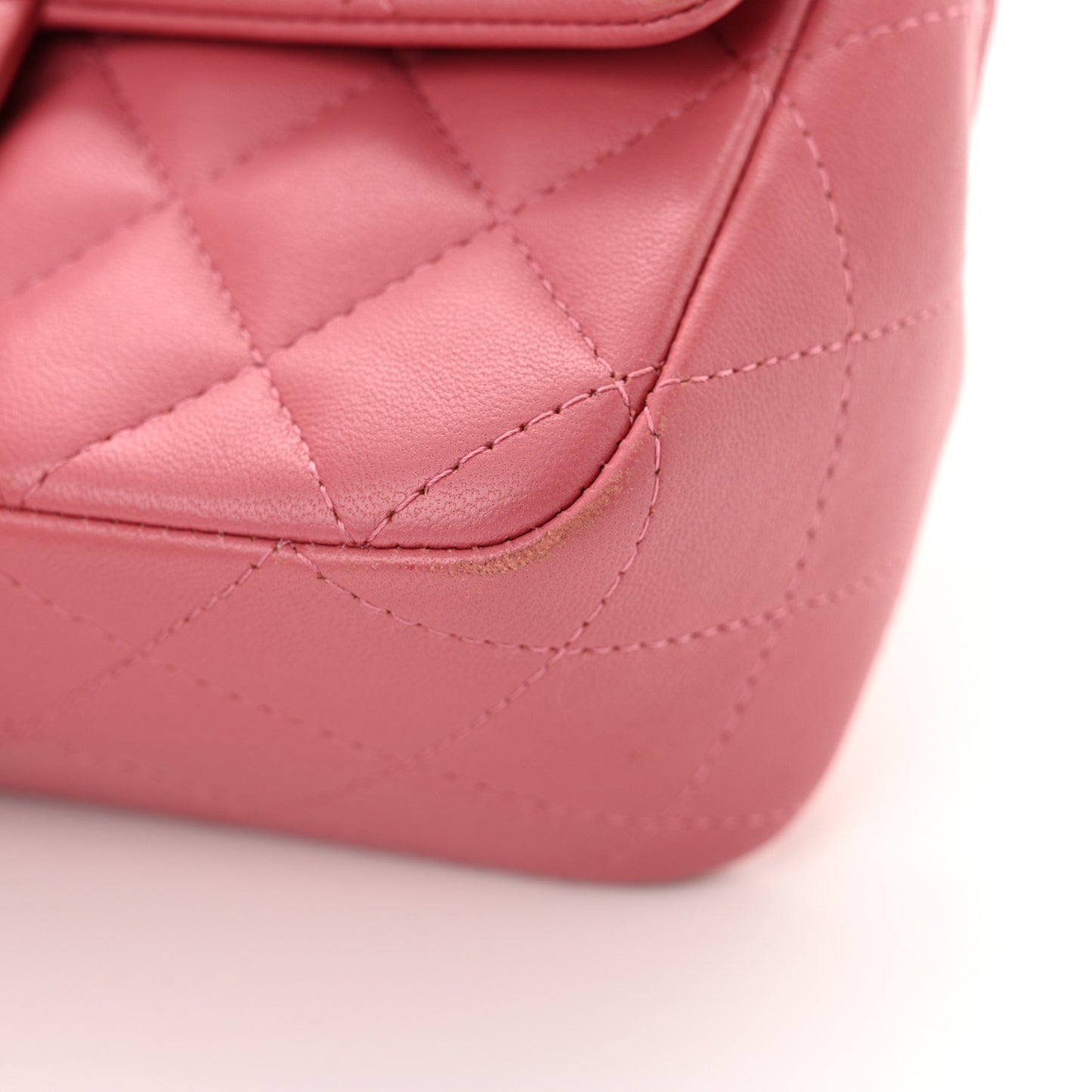 Lambskin Quilted Valentine Charms Mini Rectangular Flap Pink