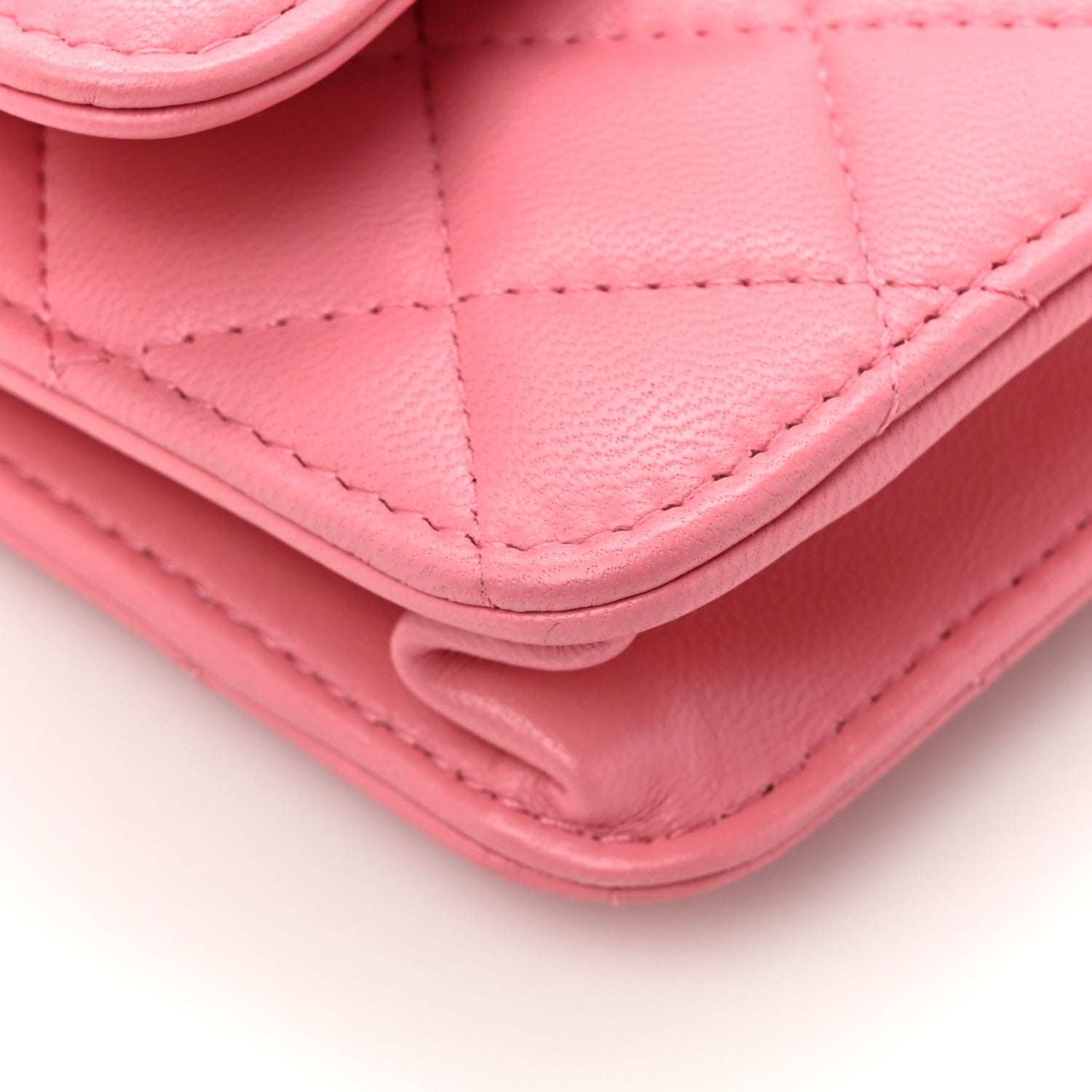 Chanel Lambskin Quilted Chain Handle Round Wallet On Chain WOC Pink 15 of 19