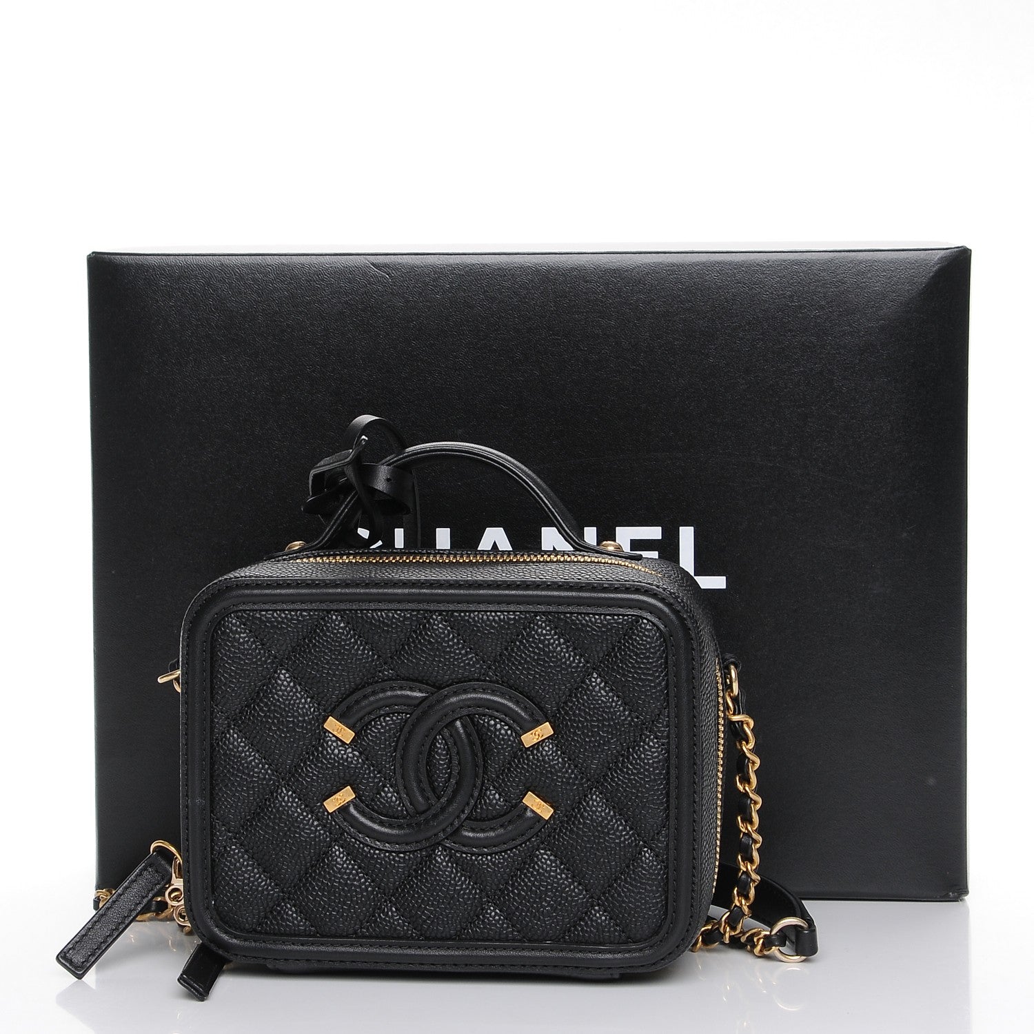 Chanel Caviar Quilted Small CC Filigree Vanity Case Black 7 of 9