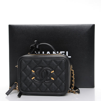Chanel Caviar Quilted Small CC Filigree Vanity Case Black 7 of 9