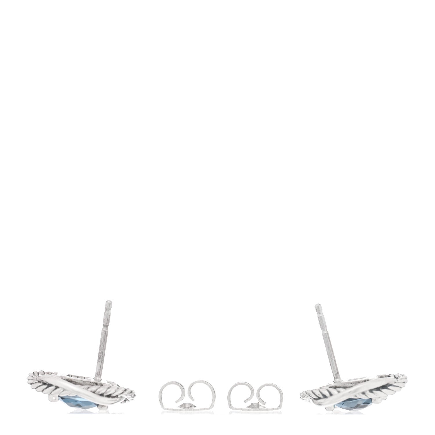 David Yurman Sterling Silver Hampton Blue Topaz 7mm Infinity Earrings 3 of 4