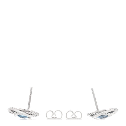 David Yurman Sterling Silver Hampton Blue Topaz 7mm Infinity Earrings 3 of 4
