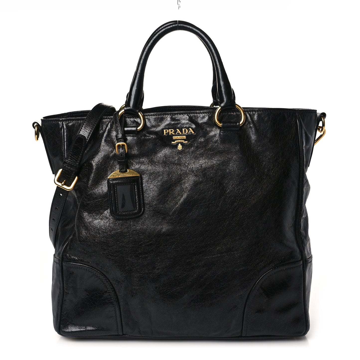 Vitello Shine Top Handle Bag Black