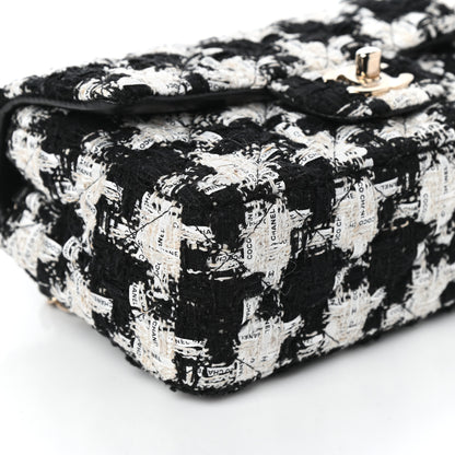 Chanel Tweed Quilted Mini Rectangular Flap Black Ecru White 9 of 10