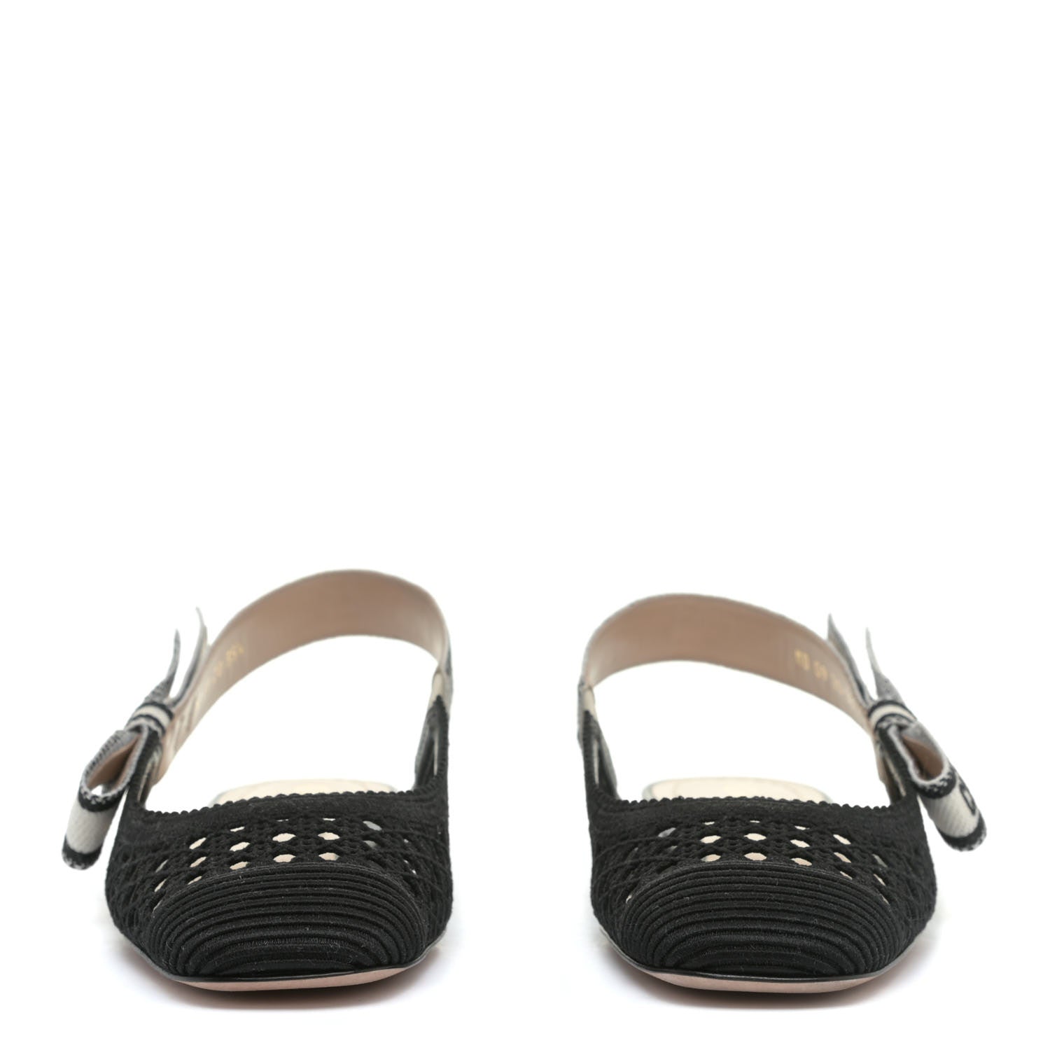 Christian Dior Cotton Lambskin Mesh Cannage Dior & Moi Slingback Ballet Flats 35 Black 4 of 8