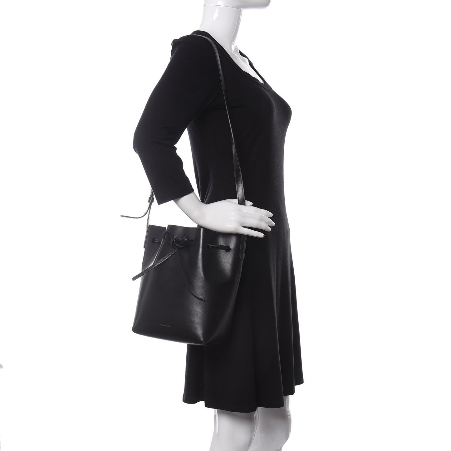 Vegetable Tanned Calfskin Mini Bucket Bag Black Royal