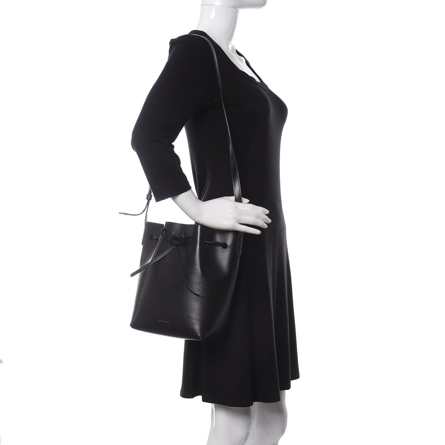 Mansur Gavriel Vegetable Tanned Calfskin Mini Bucket Bag Black Royal 2 of 9