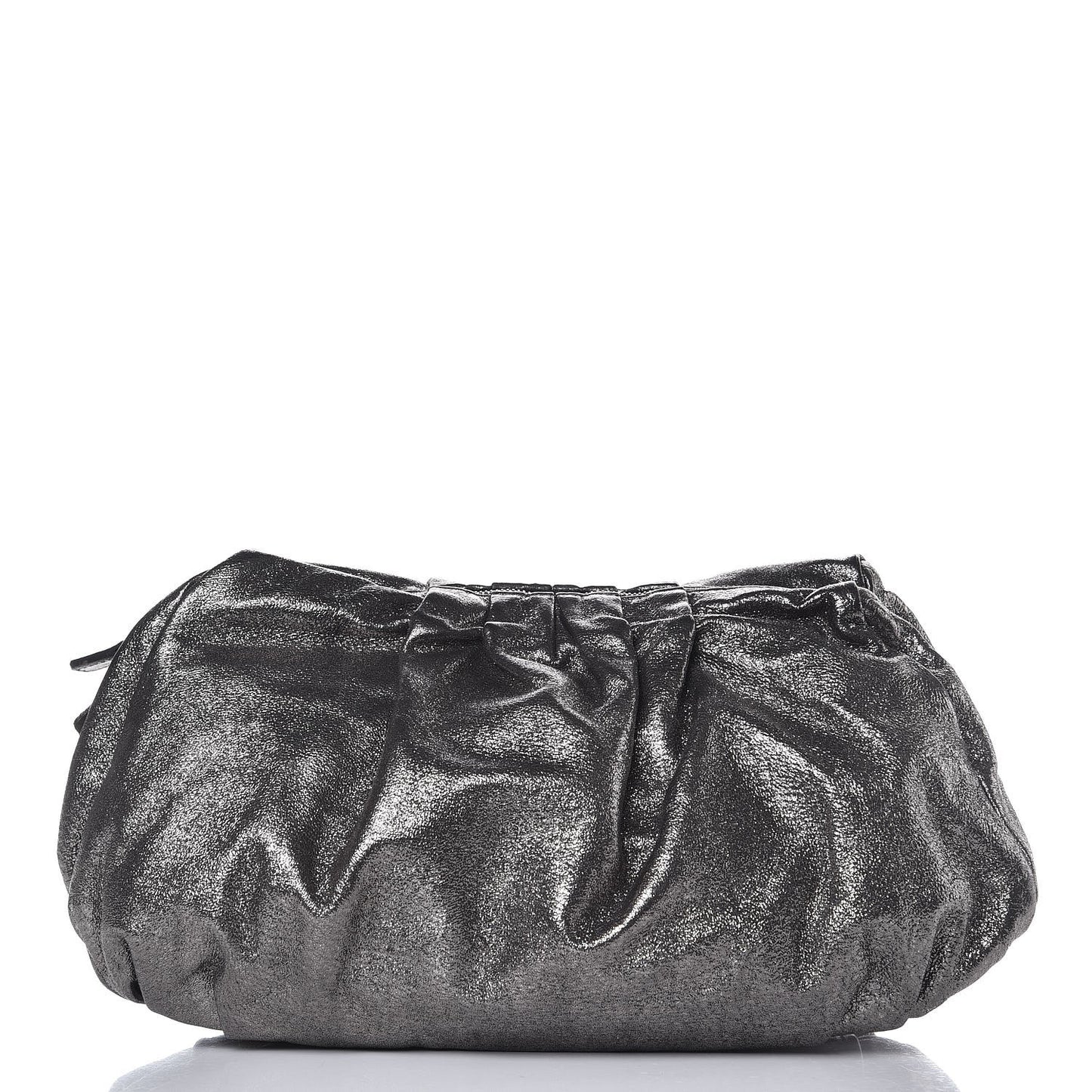 Metallic Soft Calfskin Oversized Clutch Silver