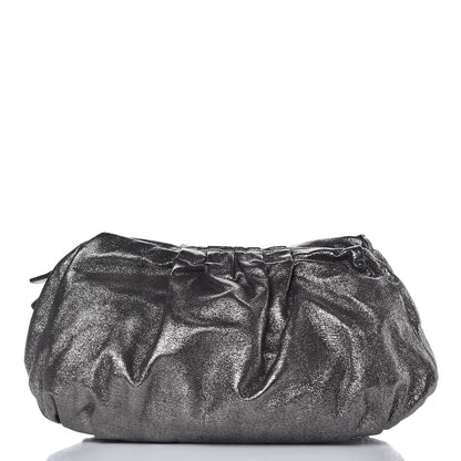 Miu Miu Metallic Soft Calfskin Oversized Clutch Silver 1 of 7