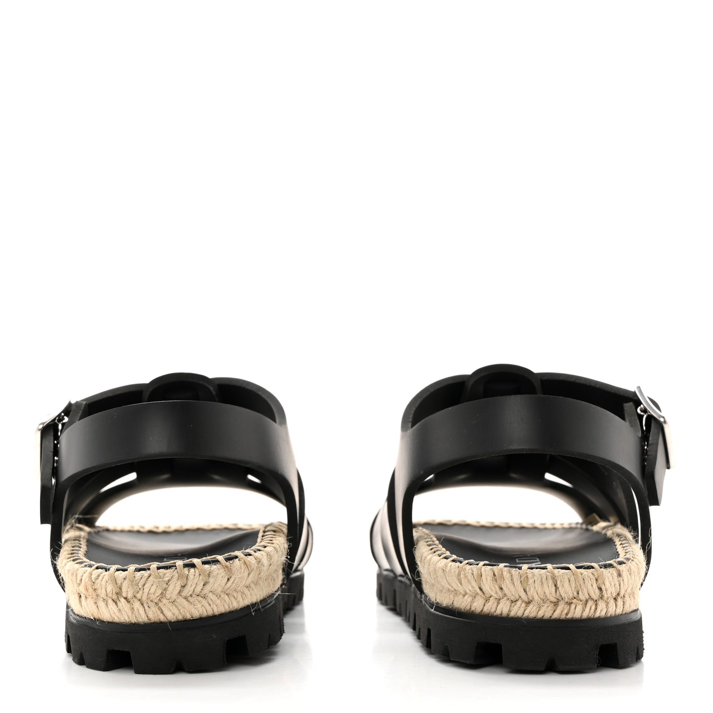Vitello Soft Rope Metal Triangle Cage Sandals 38 Black