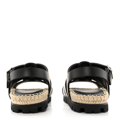 Prada Vitello Soft Rope Metal Triangle Cage Sandals 38 Black 5 of 10