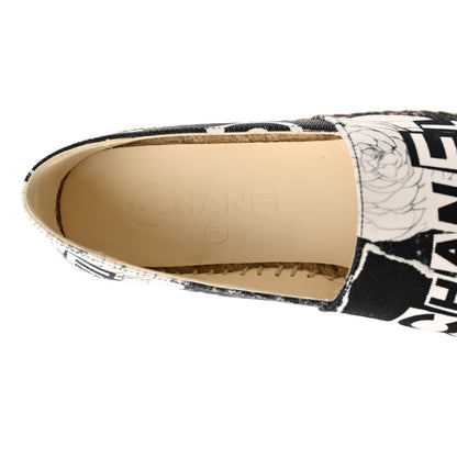 Chanel Printed Canvas Grosgrain 31 Rue Cambon Espadrilles 36 Black White 7 of 10