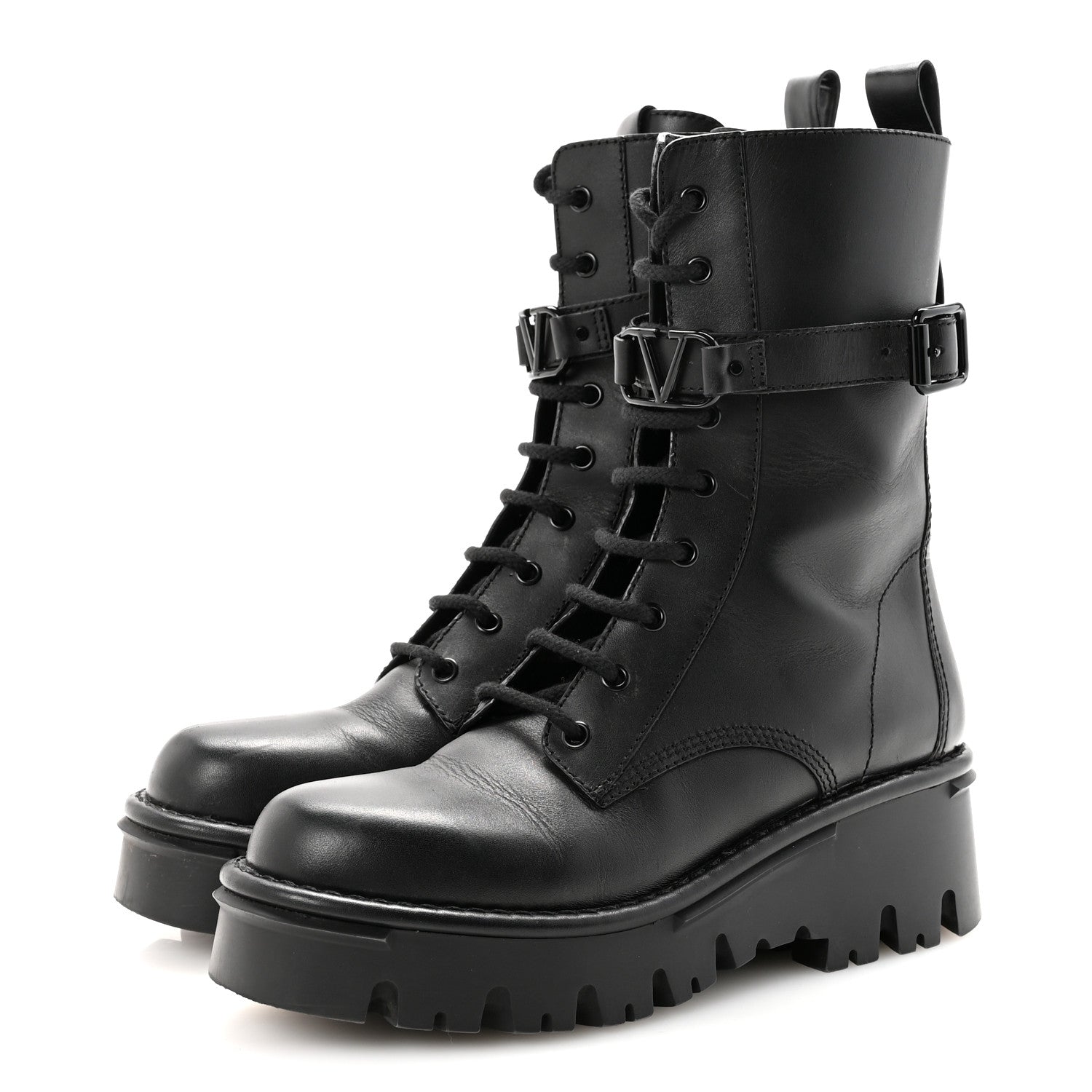 Valentino Garavani Calfskin Vlogo 30/50mm Combat Boots 39.5 Black 4 of 9