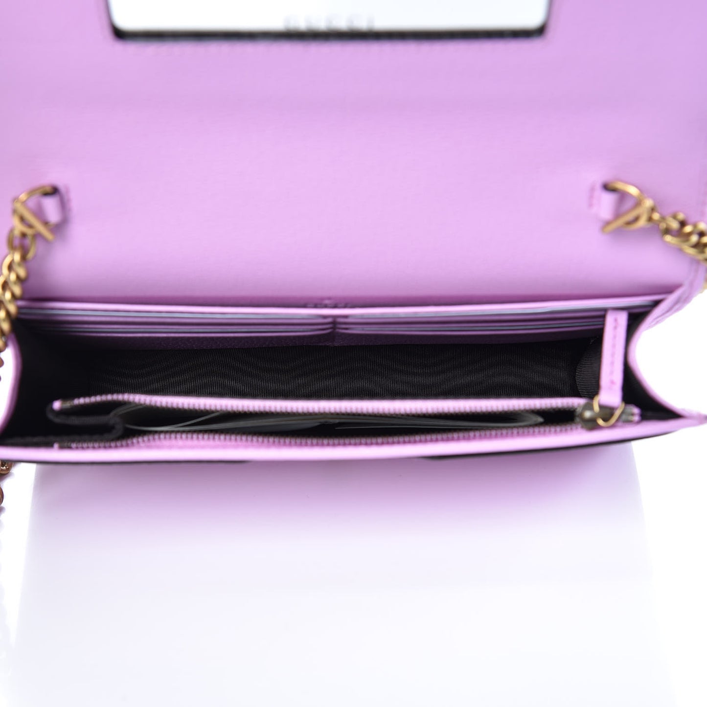 Calfskin Marquise Crystals Mini GG Chain Wallet Malva