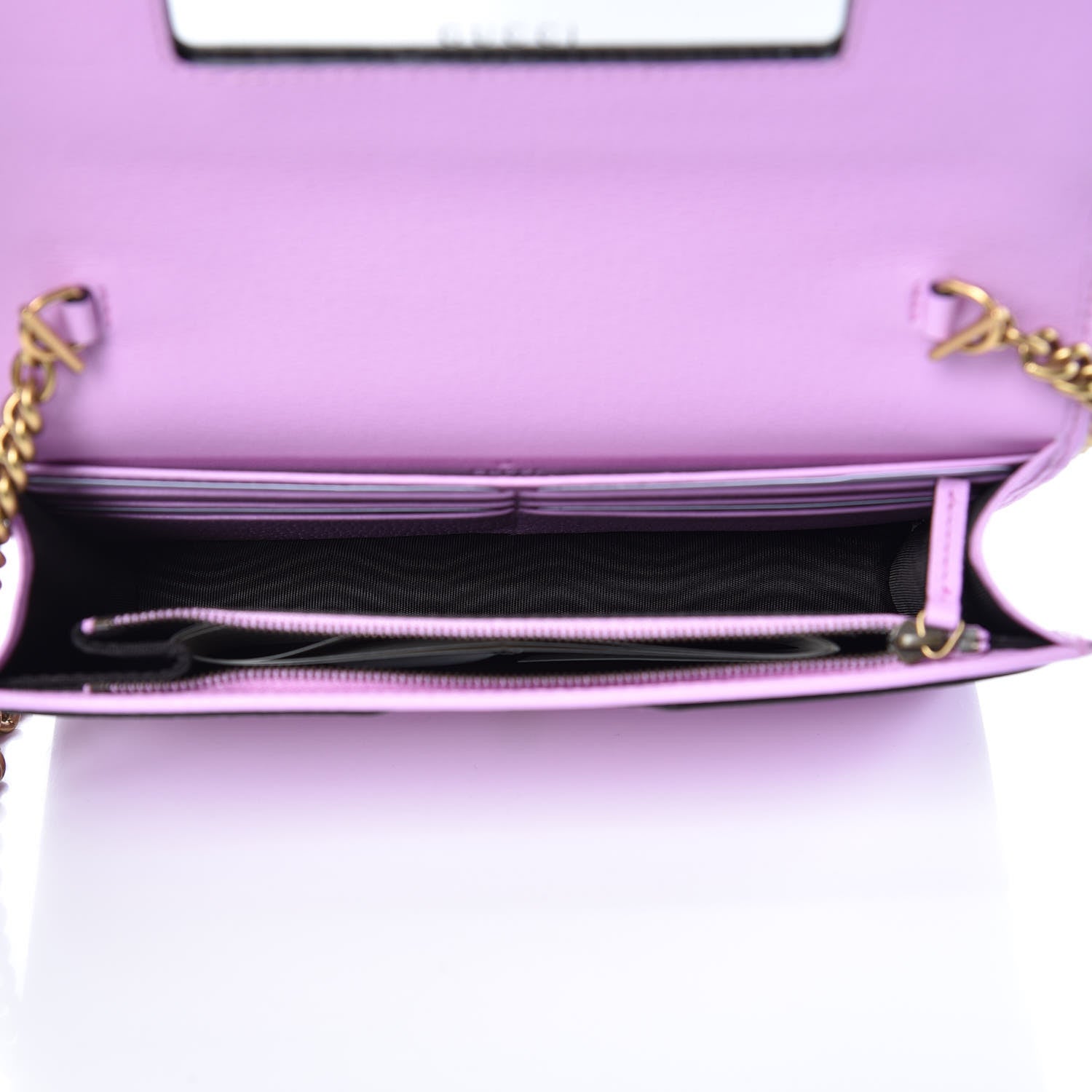 Gucci Calfskin Marquise Crystals Mini GG Chain Wallet Malva 5 of 8