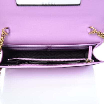 Gucci Calfskin Marquise Crystals Mini GG Chain Wallet Malva 5 of 8