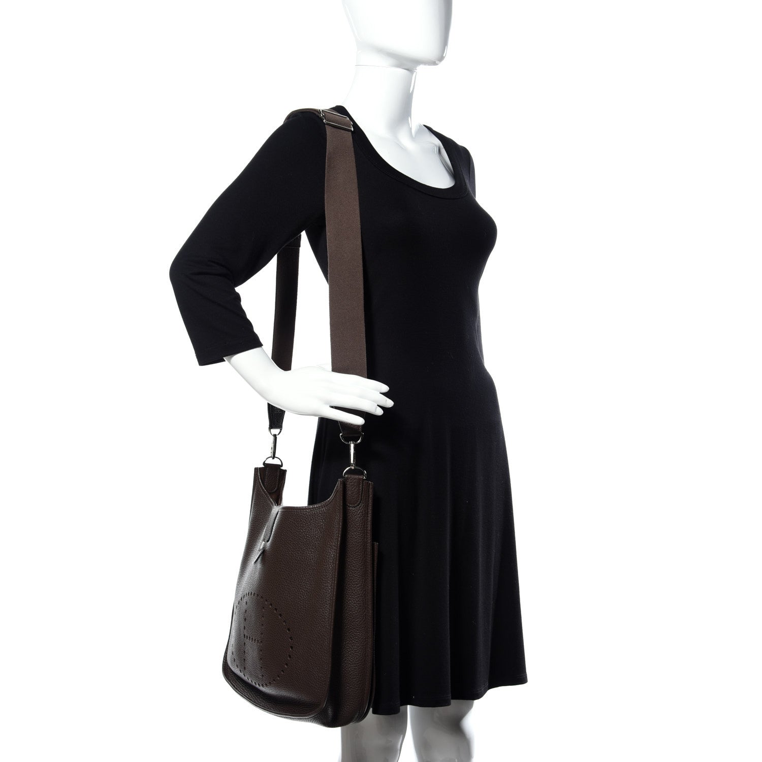 Hermes Taurillon Clemence Evelyne III GM Chocolate 2 of 11