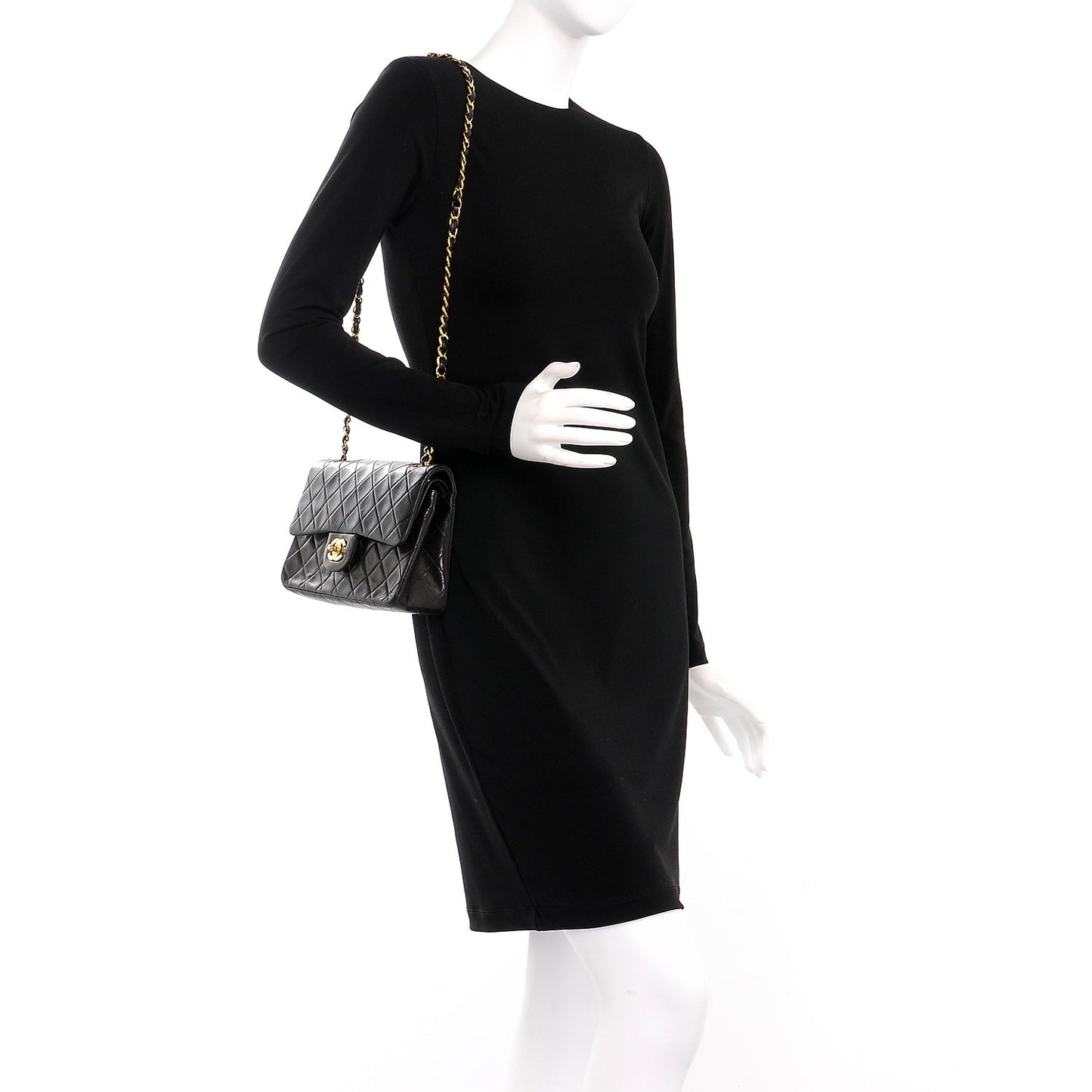 Lambskin Quilted Small Double Flap Black