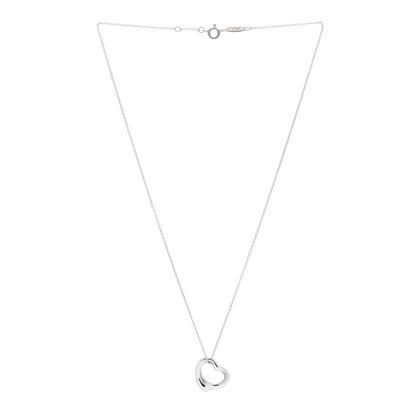 Tiffany Sterling Silver Diamond 16mm Elsa Peretti Open Heart Pendant Necklace 3 of 6