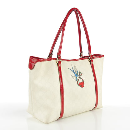 Gucci GG Plus Monogram Tattoo Heart Medium Joy Tote Off White Red 6 of 14