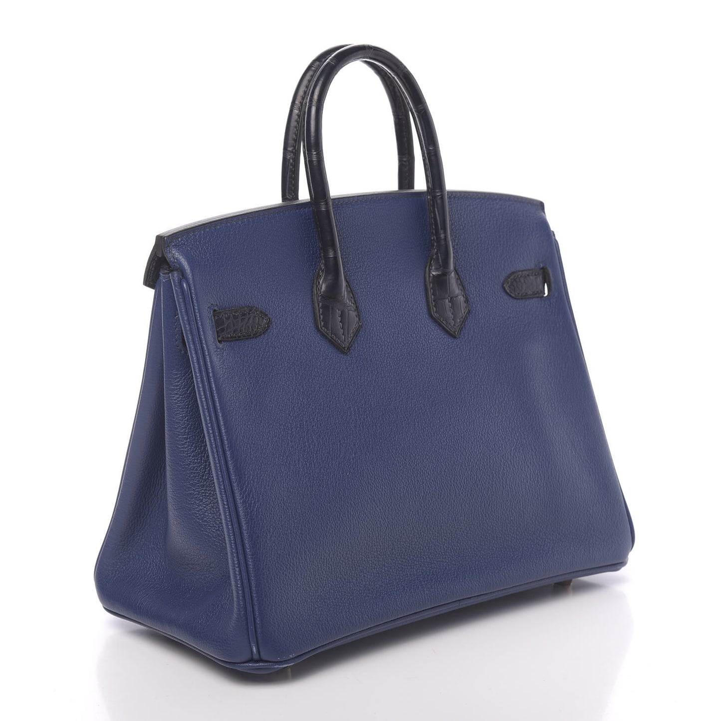 Taurillon Novillo Matte Alligator Birkin Touch 25 Bleu Saphir Marine