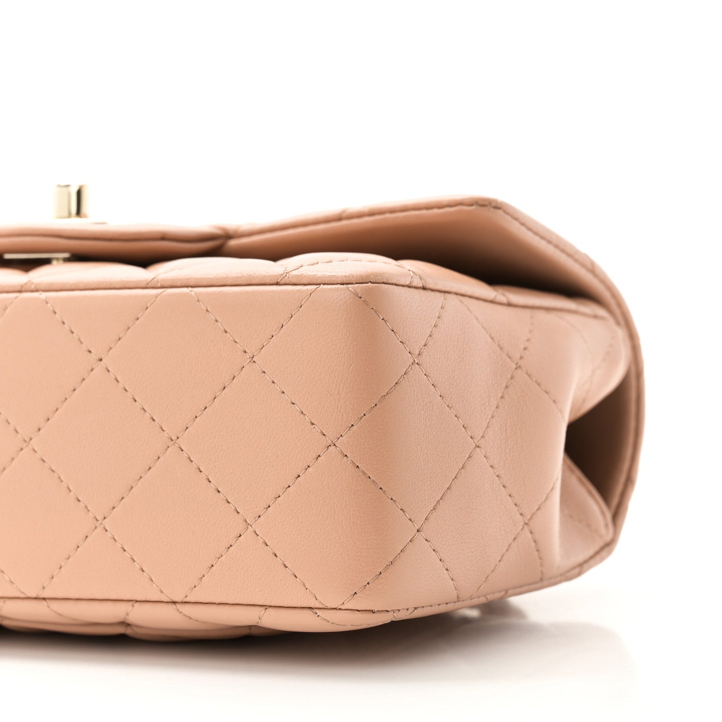 Lambskin Quilted Mini Top Handle Rectangular Flap Beige