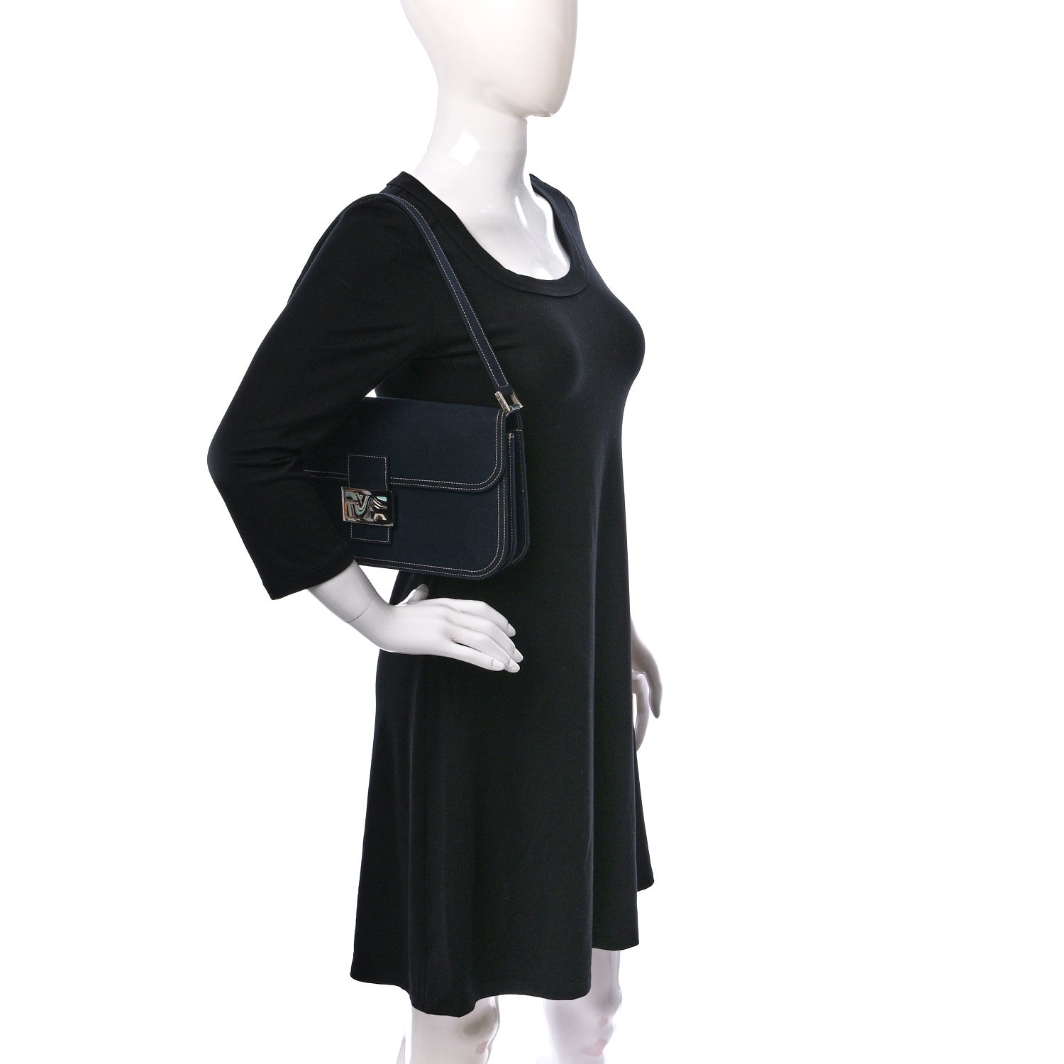 Fendi Denim Baguette Blue 2 of 8