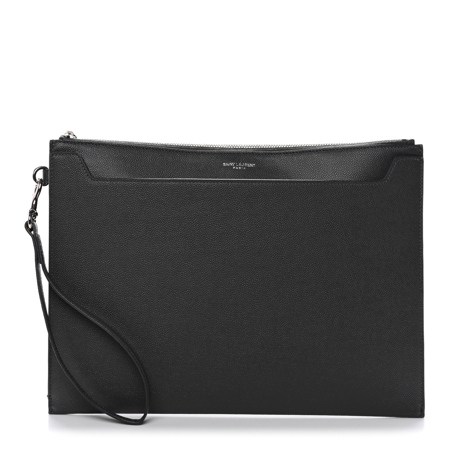 Saint Laurent Grain De Poudre Catherine Wristlet Pouch Pebble 1 of 9