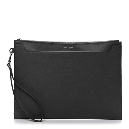 Saint Laurent Grain De Poudre Catherine Wristlet Pouch Pebble 1 of 9