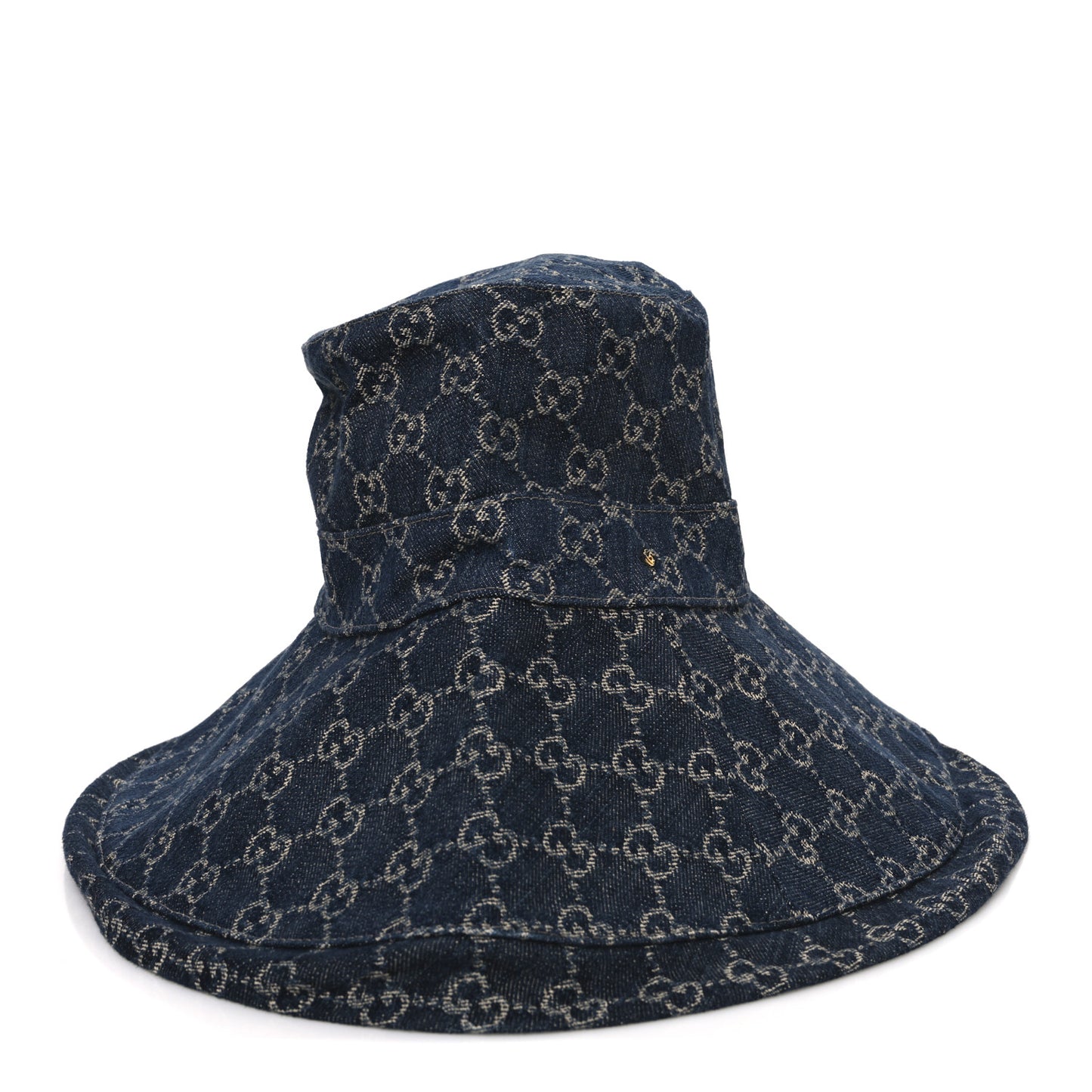 Eco Washed Denim GG Monogram Brim Hat L Blue