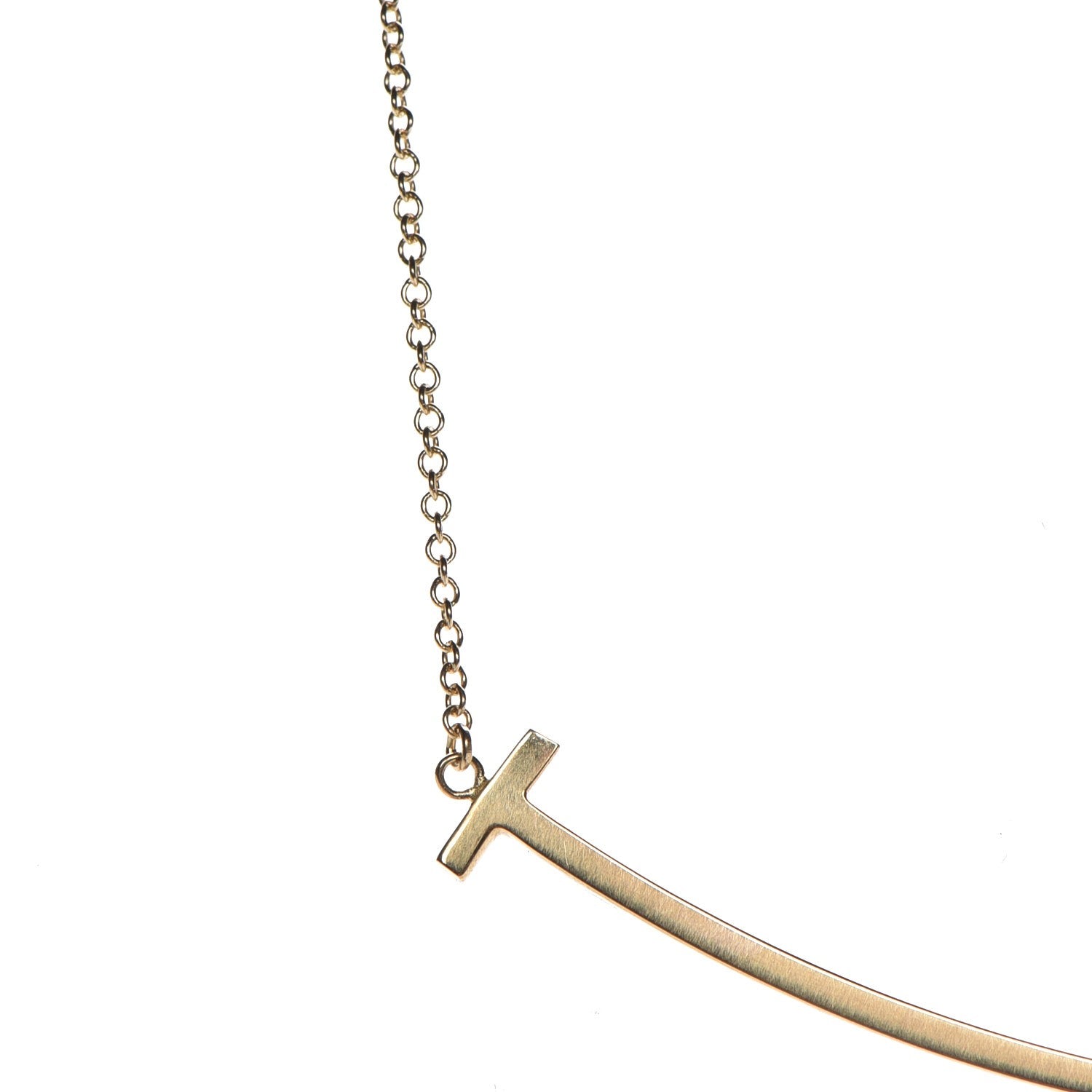 Tiffany 18K Yellow Gold Large T Smile Pendant Necklace 4 of 7