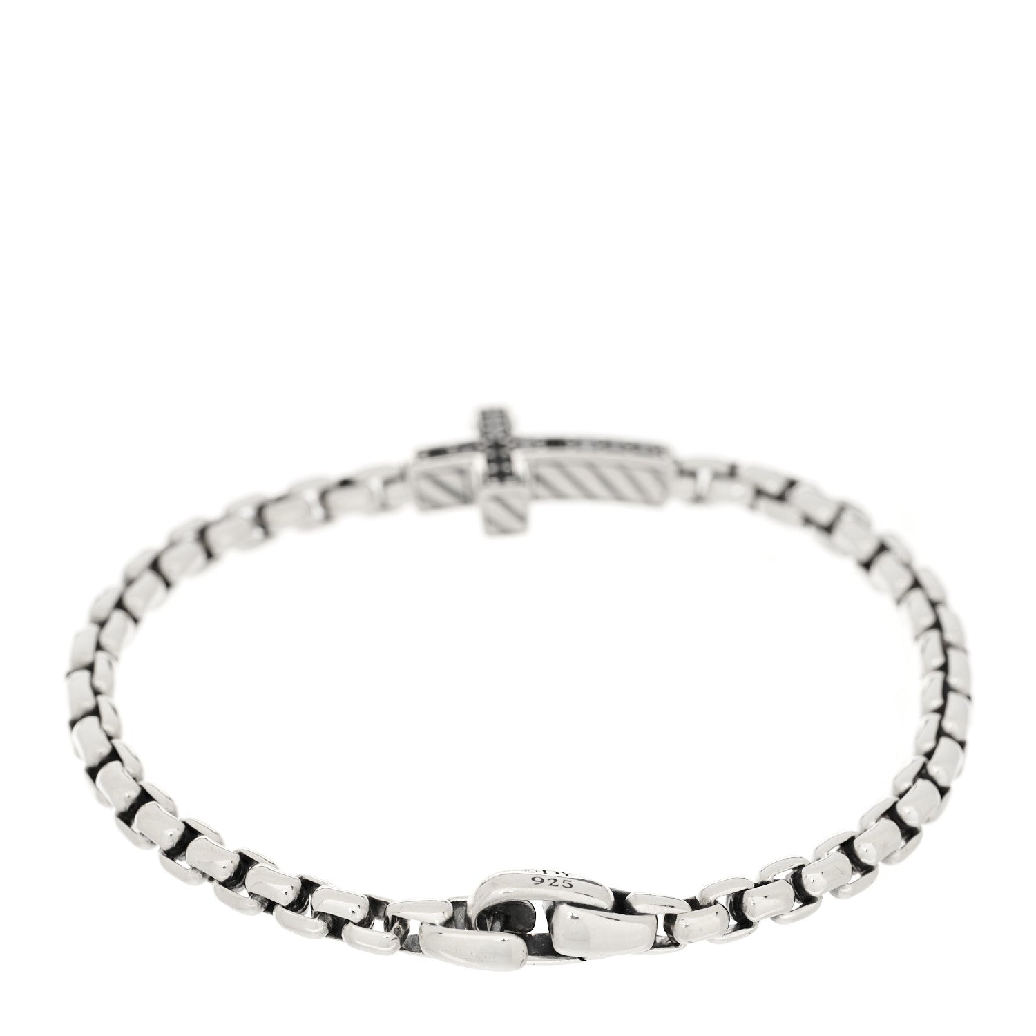 David Yurman Sterling Silver Black Diamond Pave Cross Bracelet 3 of 4