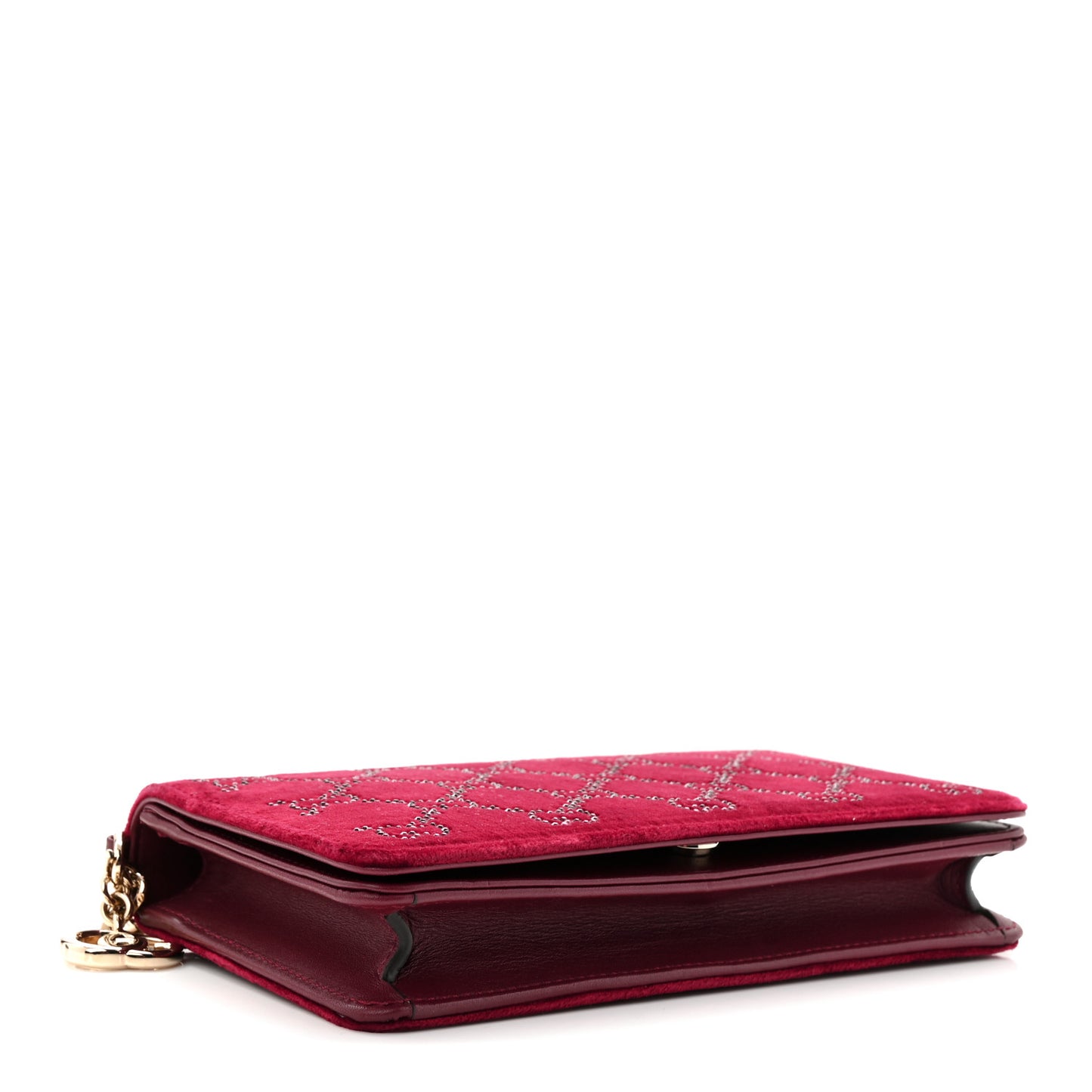 Velvet Crystal GG Monogram Wallet On Chain Rosso Ancora