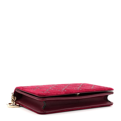 Gucci Velvet Crystal GG Monogram Wallet On Chain Rosso Ancora 4 of 10
