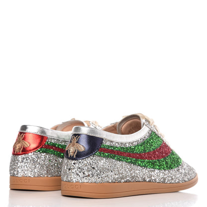 Gucci Glitter Fabric Web Mens Falacer Sneakers 7 Silver 4 of 10
