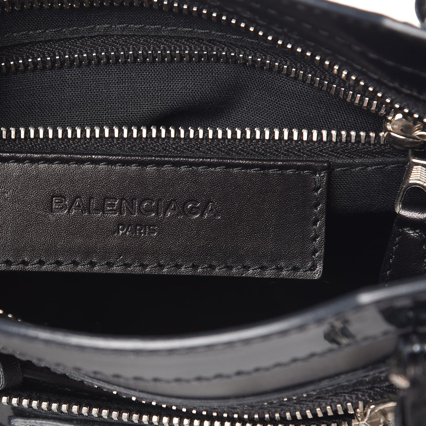 Smooth Calfskin Metallic Patent Giant 12 Silver Hardware Mini City Black Gris