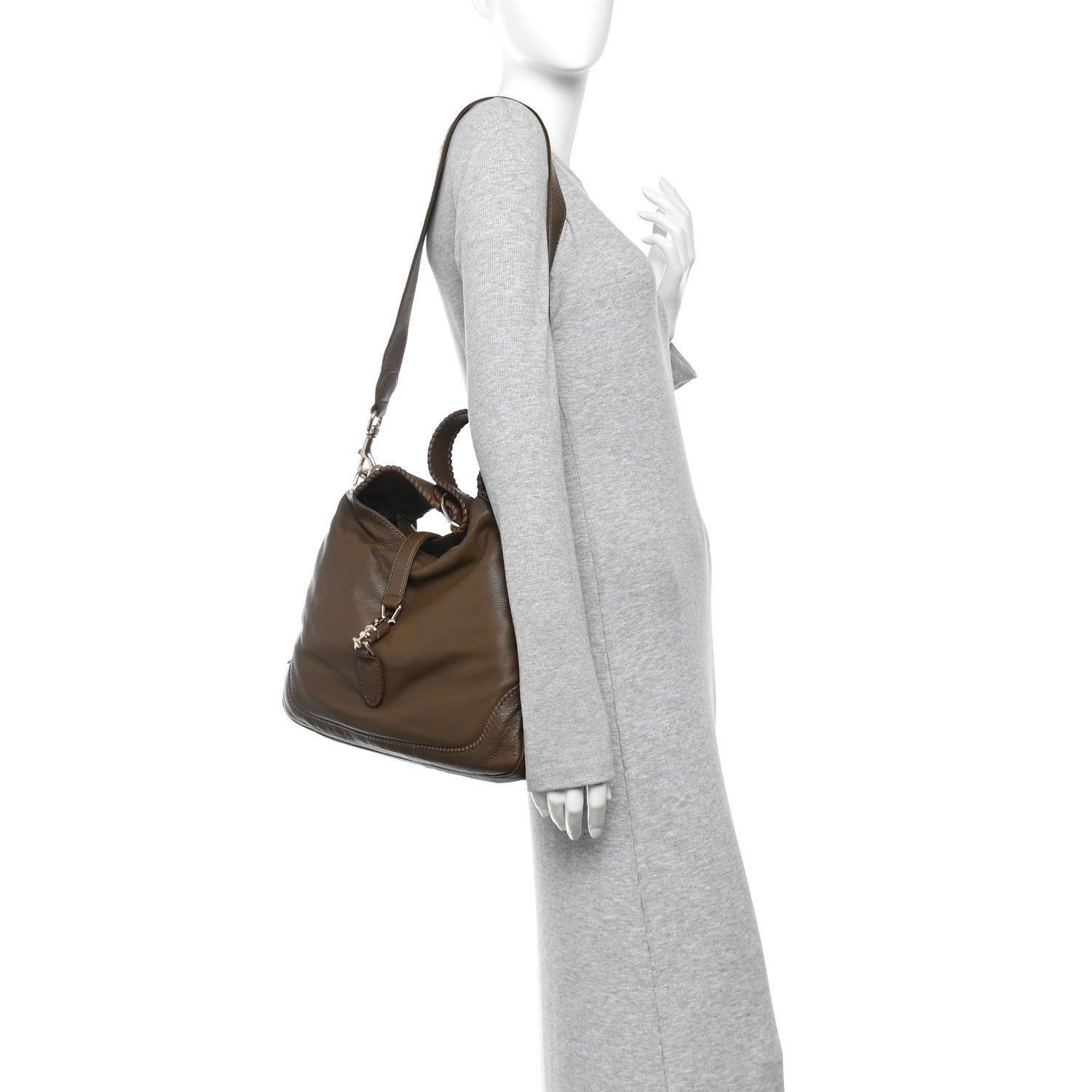 Gucci Pebbled Calfskin Medium New Jackie Shoulder Bag Brown 2 of 10