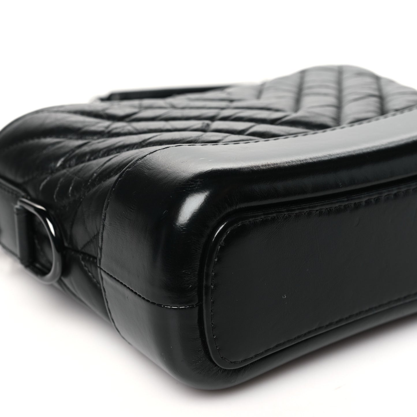 Aged Calfskin Chevron Quilted Small Gabrielle Hobo So Black