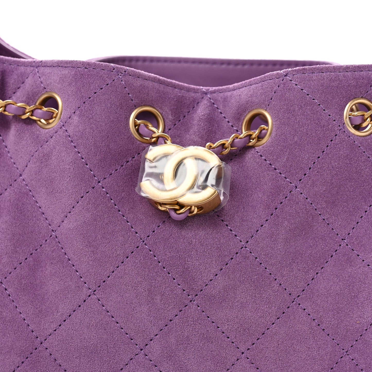 Suede Quilted Mini Chanel 25 Handbag Purple