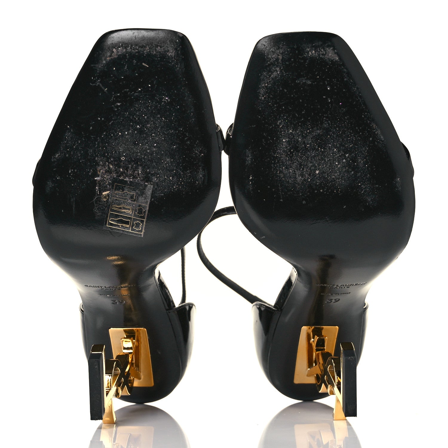 Saint Laurent Patent Calfskin Opyum 110 Sandals 39 Black Gold 5 of 8