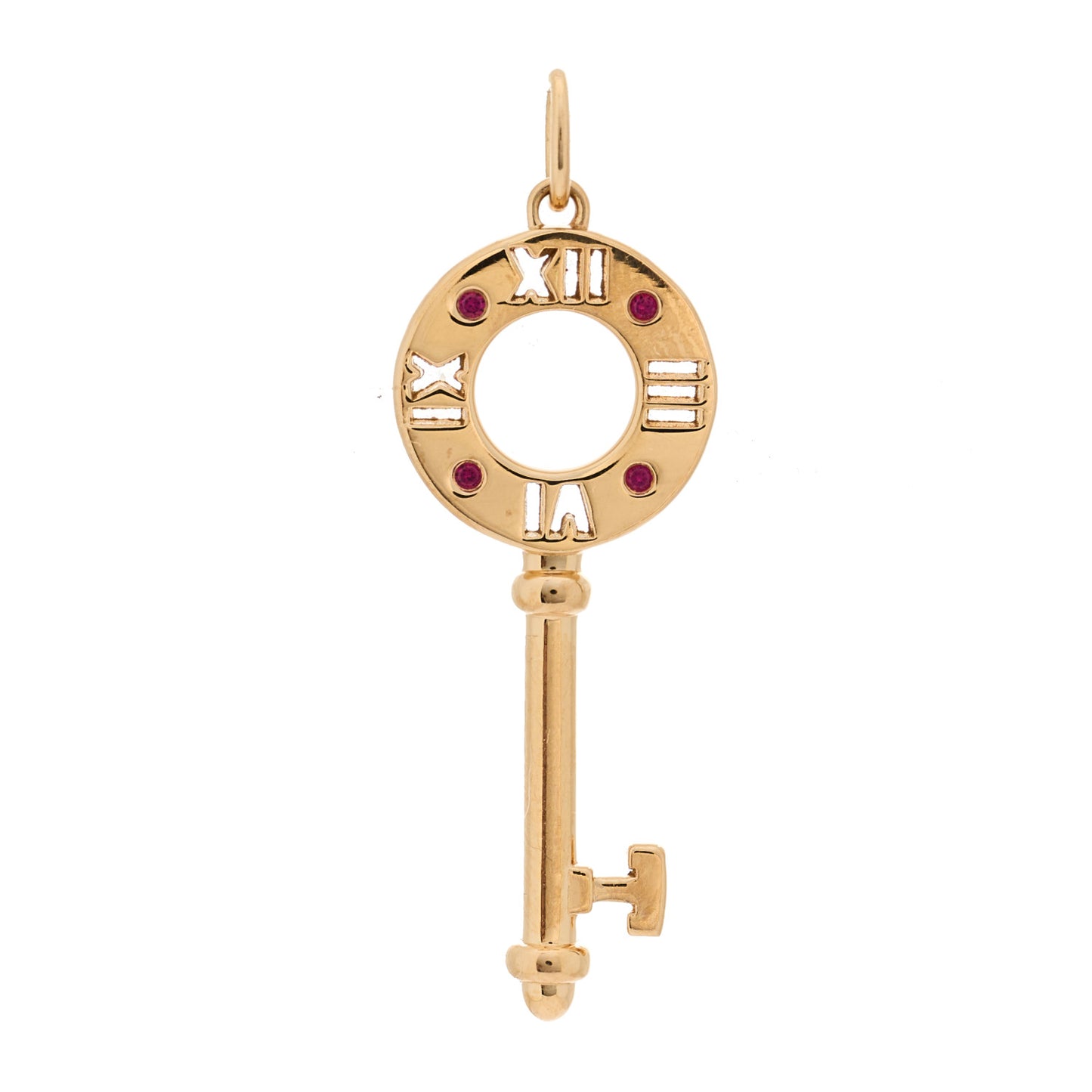 18K Rose Gold Ruby Atlas Pierced Key Pendant