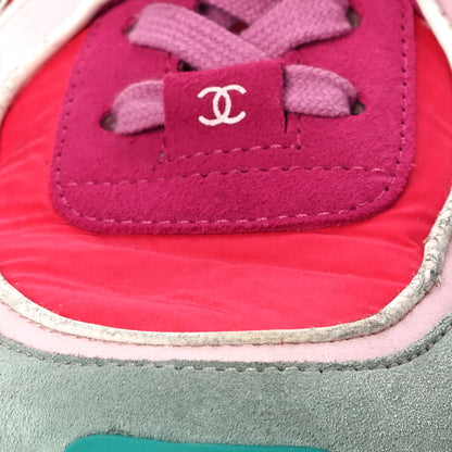 Chanel Nylon Calfskin Suede Womens CC Sneakers 40 Fuchsia Pink 11 of 15