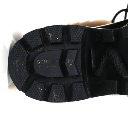 Gucci Magnum Calfskin Fur Pearl Lace Up Combat Ankle Boots 37 Black Naturale 8 of 9