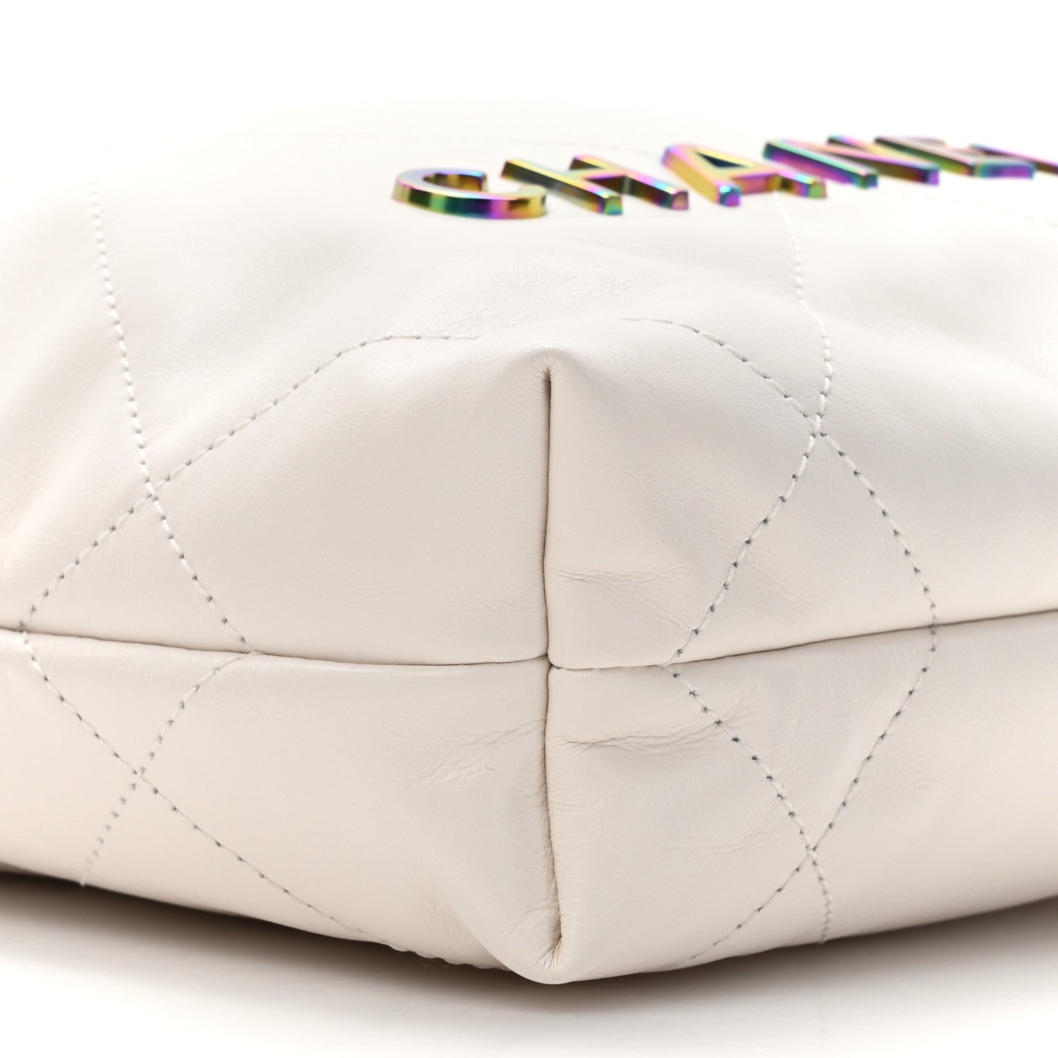 Chanel Shiny Calfskin Quilted Rainbow Mini Chanel 22 White 10 of 11