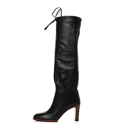 Gucci Deauville Calfskin Cinched Knee High Boots 39.5 Black 1 of 11